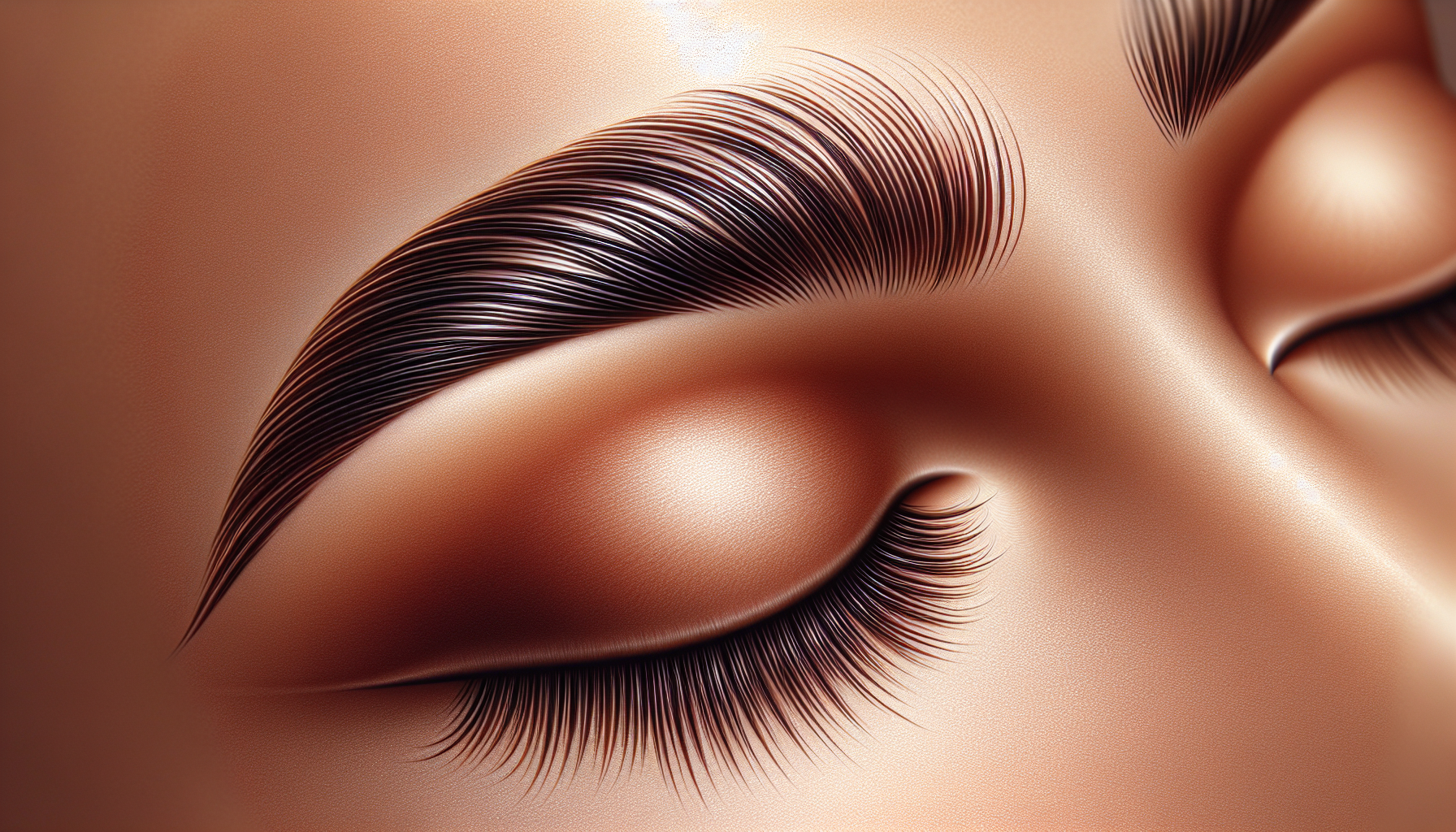 An illustration of perfectly shaped eyebrows showing the technique of microblading.