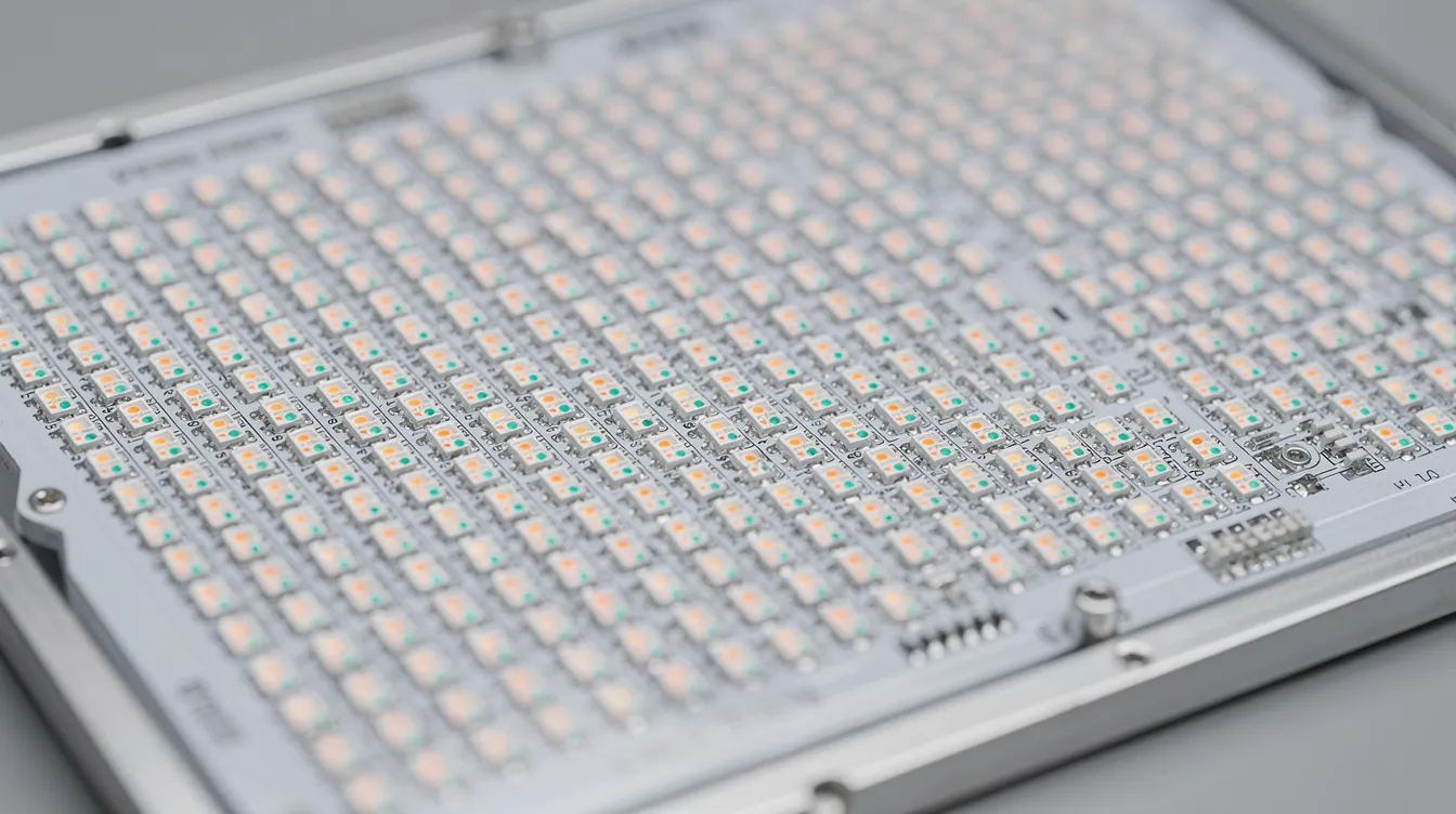 A close-up view of LED panel modules reveals individual pixel clusters on a fine-pitch indoor display, showcasing the high-resolution capabilities of cutting-edge LED technology. This detail highlights the quality of LED screens suitable for indoor and outdoor events, ensuring stunning visuals for various occasions like corporate conferences and sporting events.