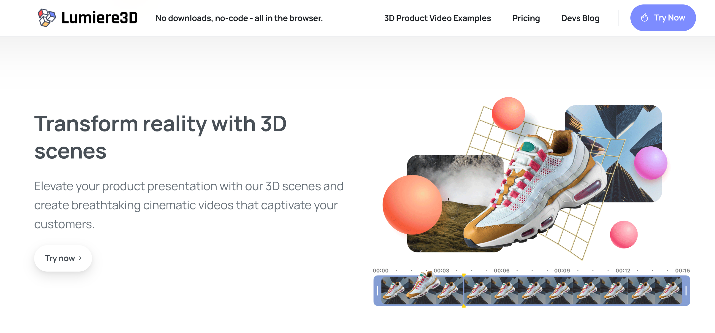Lumiere dashboard showing its 3D animation capabilities