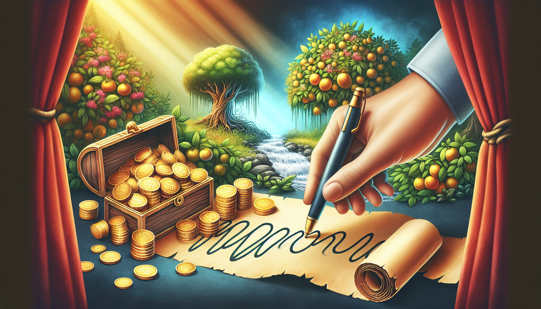 Illustration of creating pretend cheques flowing