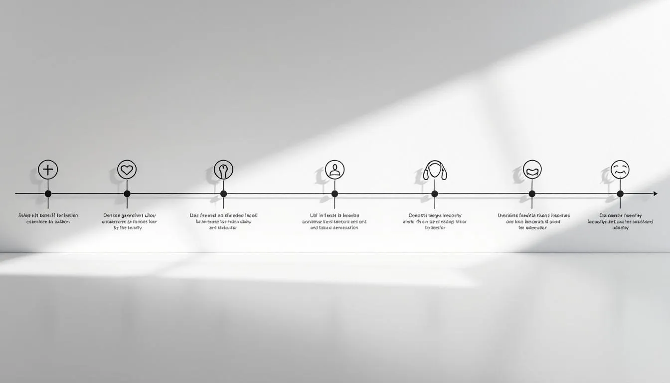 Un graphique montrant la chronologie du rétablissement d'un lifting, avec des étapes clés marquées.