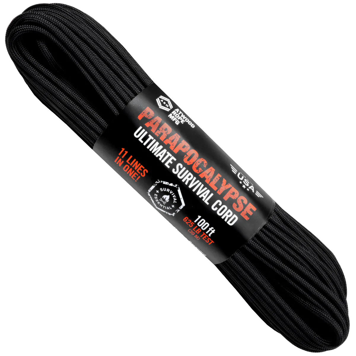 Find Top Paracord Manufacturer in USA for Your Outdoor Adventure Now! 5 Atwood Parapocalypse Ultimate Survivor Cord in the color black