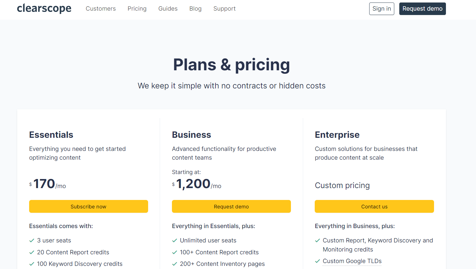 Clearscope Pricing