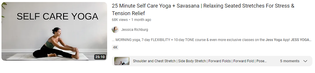 A YouTube video from Jessica Richburg doing yoga. 