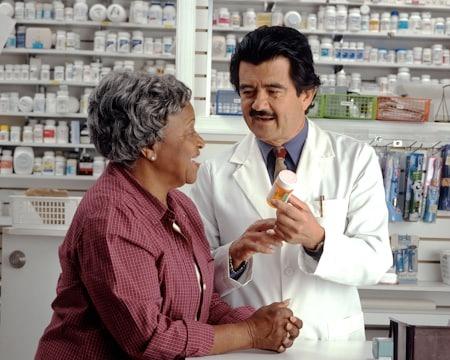Pharmacy technician working in a pharmacy