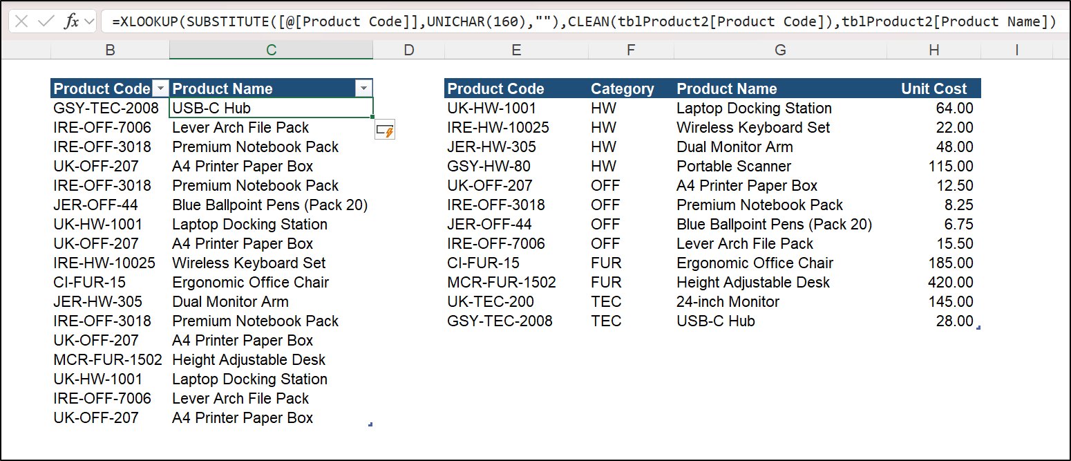 SUBSTITUTE function to remove specific characters
