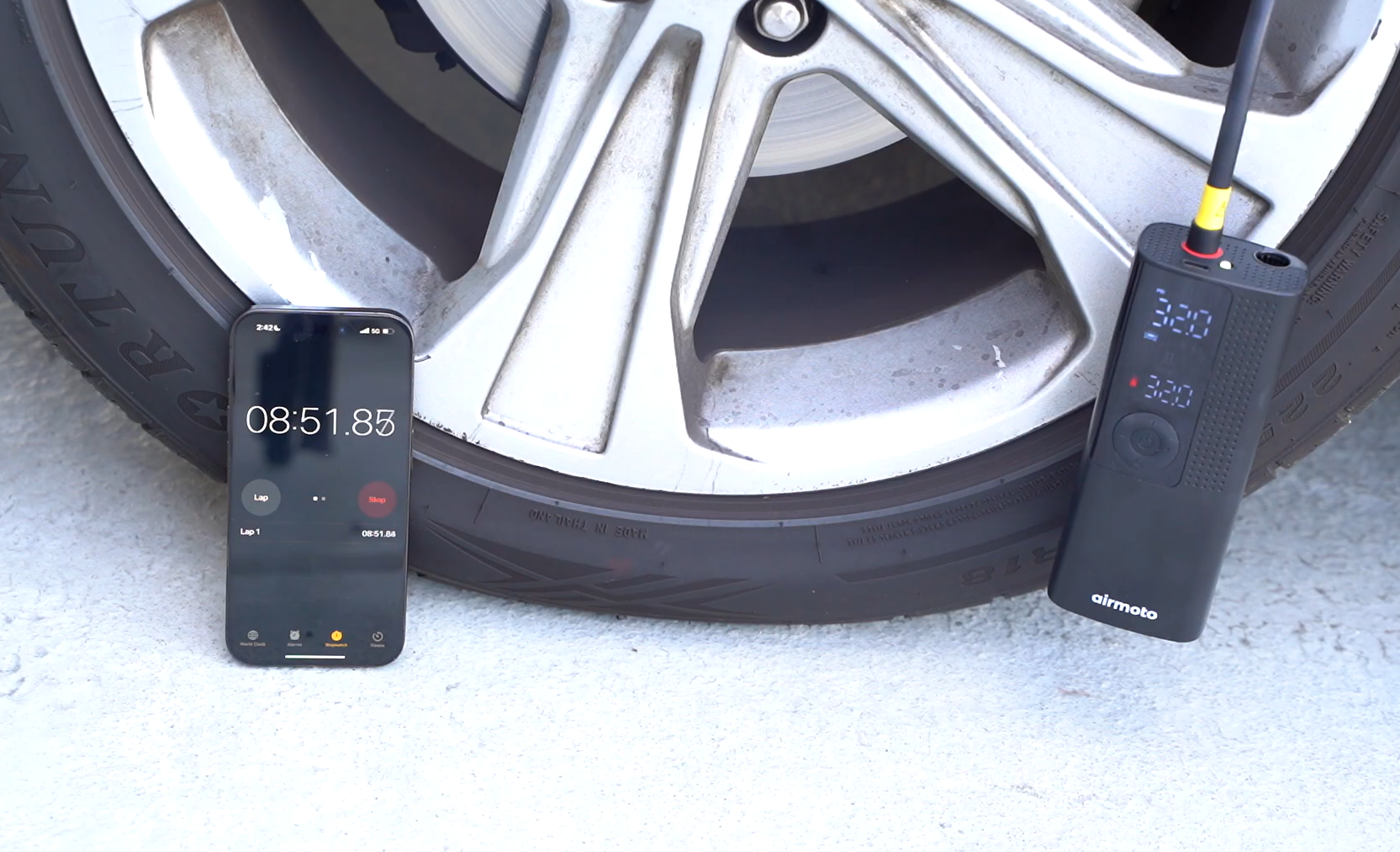 Airmoto portable air compressor speed test