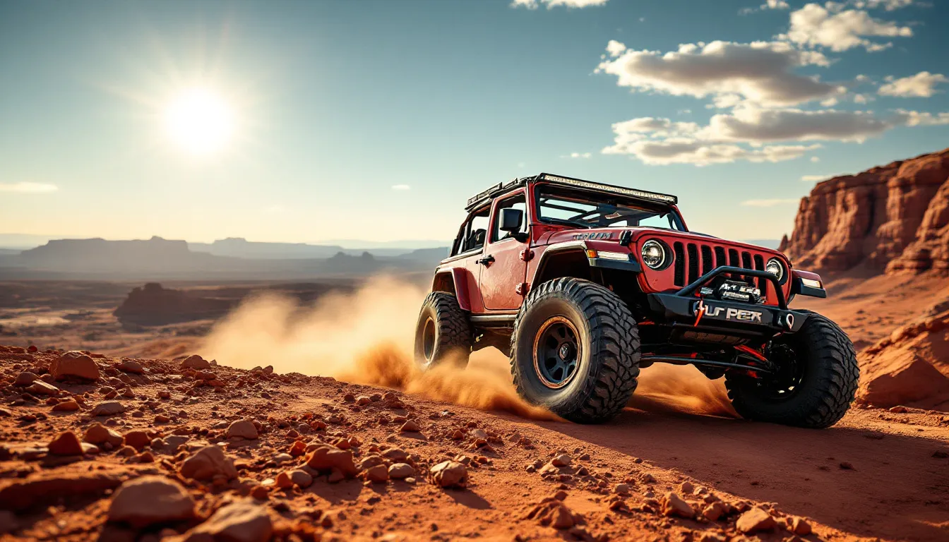 An exciting off-roading experience on Poison Spider Mesa, with red rocks and expansive vistas.