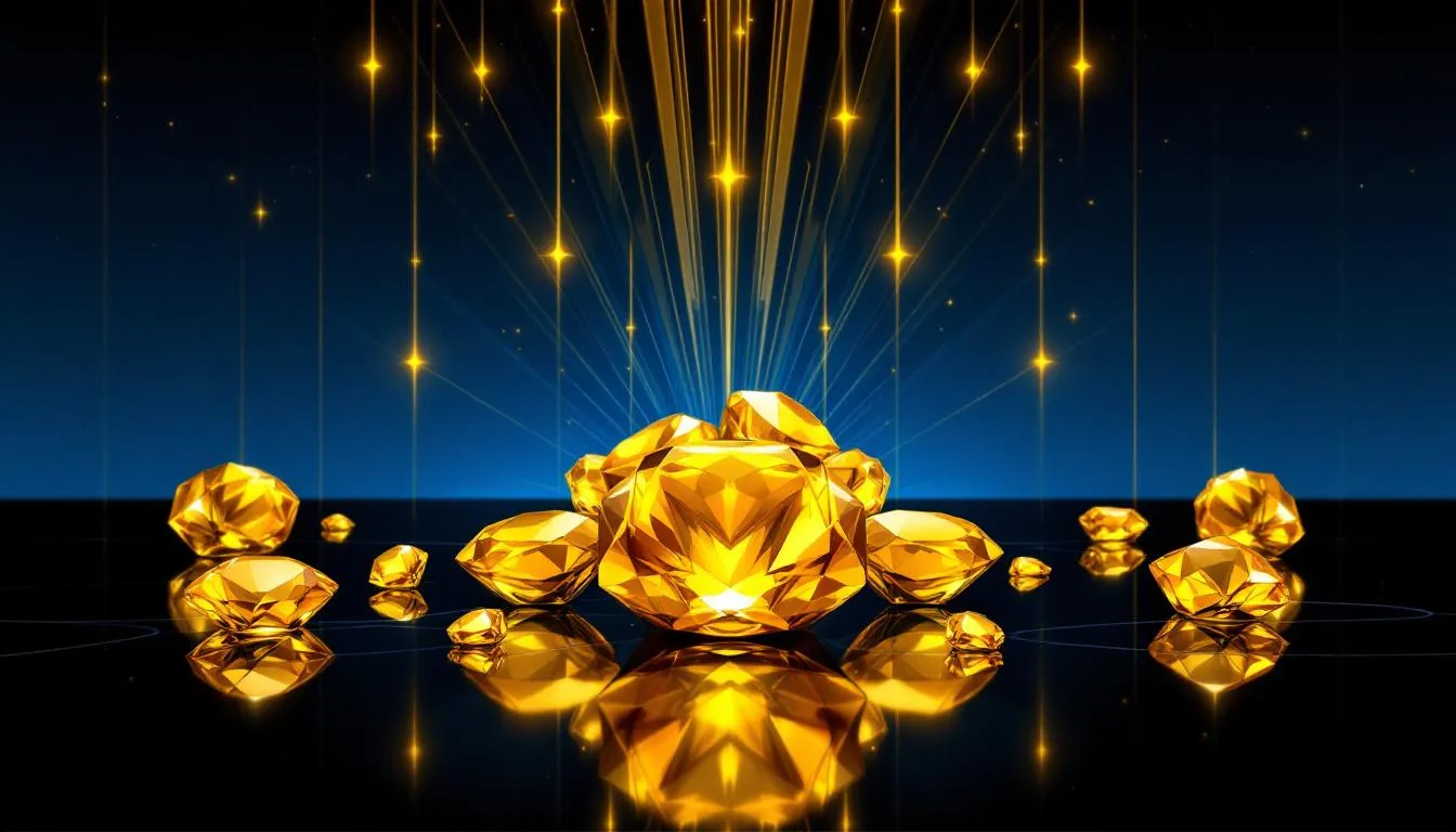 A display of citrine gemstones available for purchase.