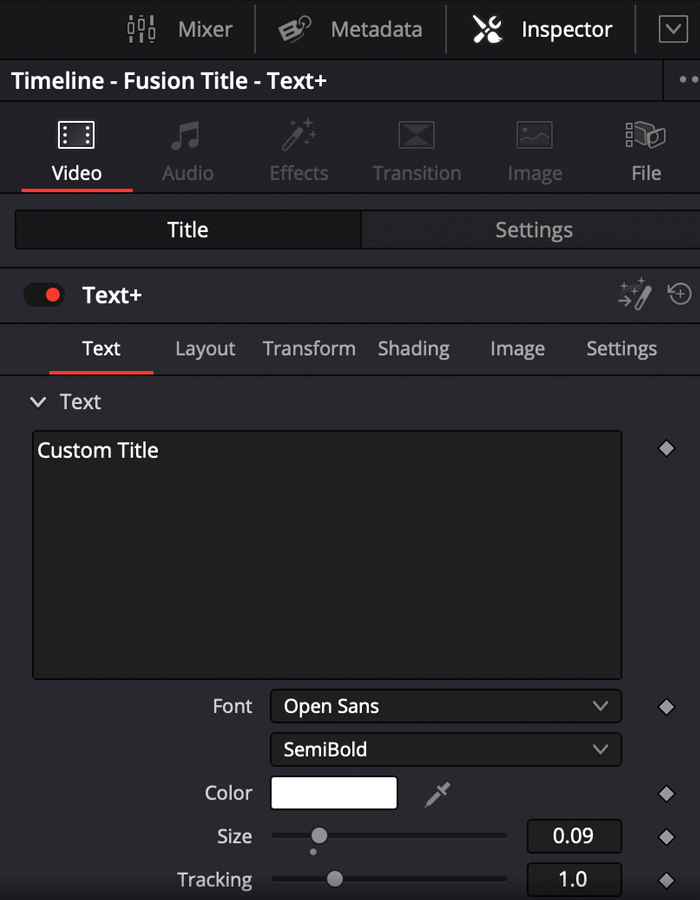 how to put a text box in davinci resolve