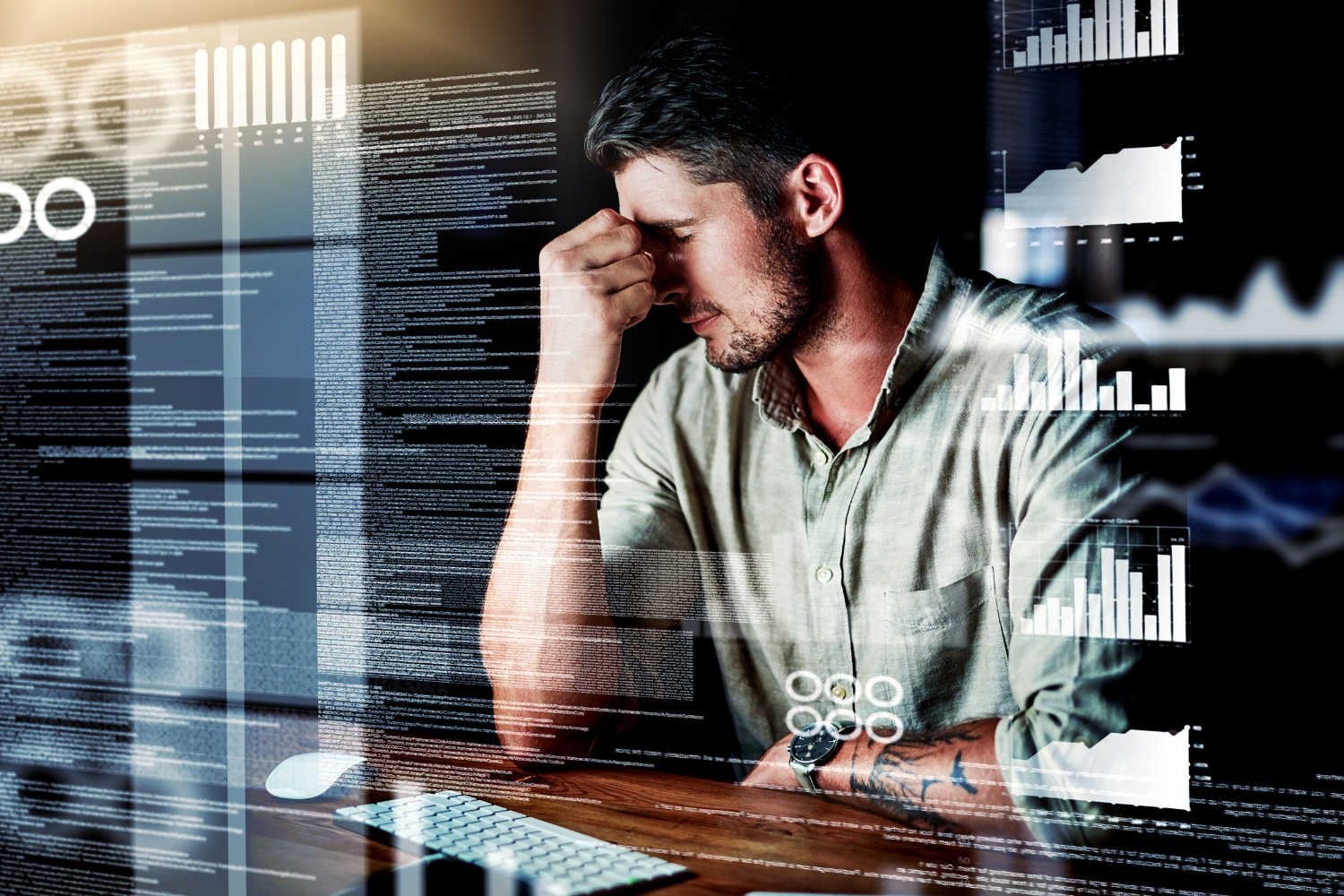 Business owner overwhelmed by repetitive tasks.
