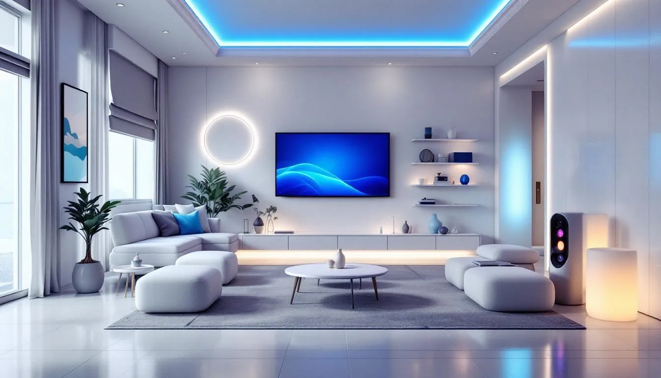 Smart lighting solutions enhancing the AV experience in a modern home.