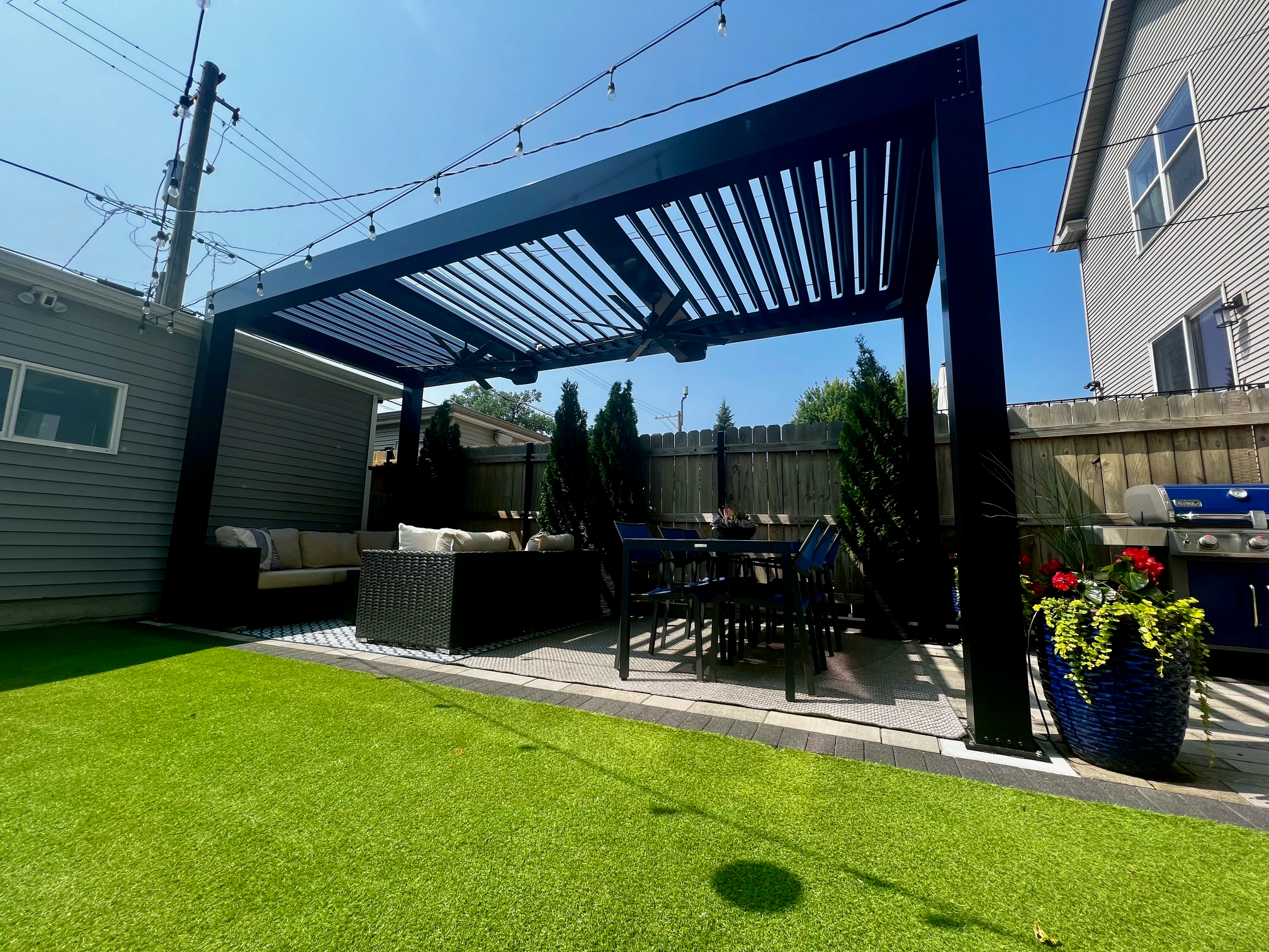 patio cover pergola helps create more comfortable space