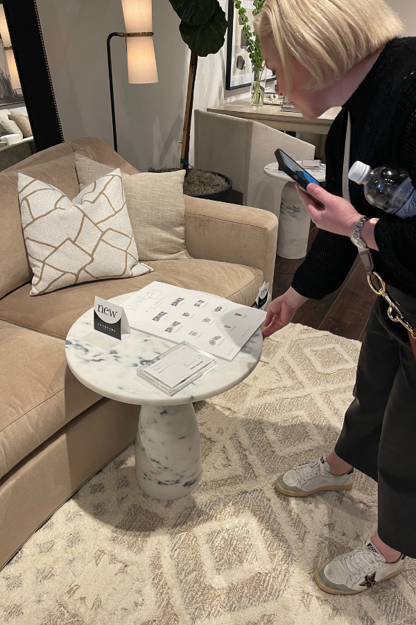 Laura at the Vanguard show room