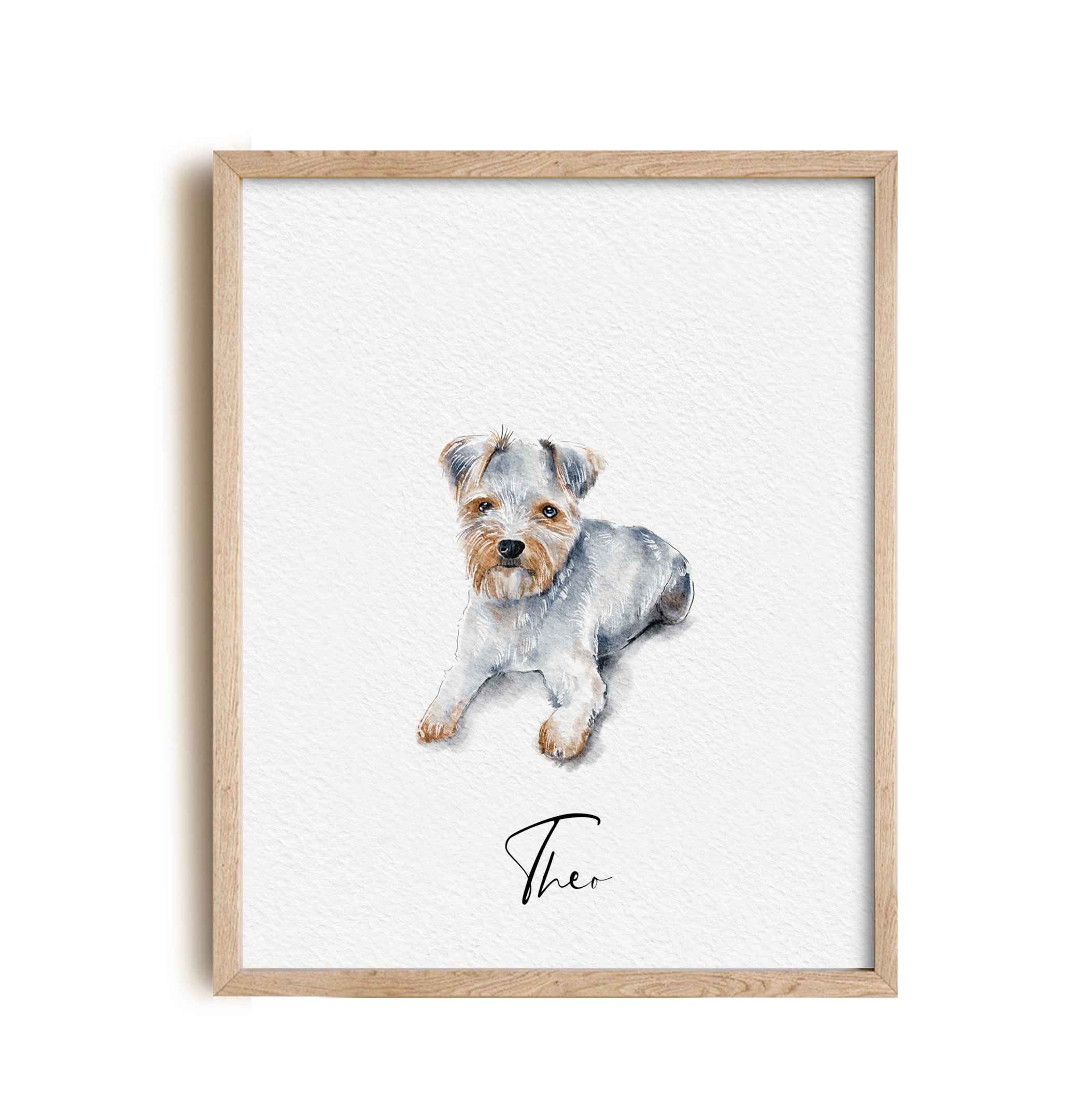 A colorful custom pet portrait showcasing a furry companion.