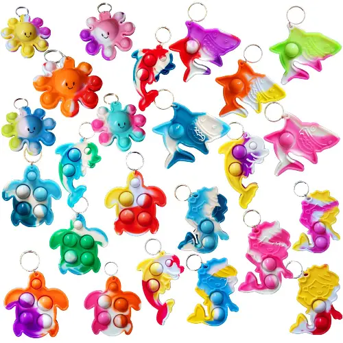 25 Packs Ocean Animal Mini pop Keychain