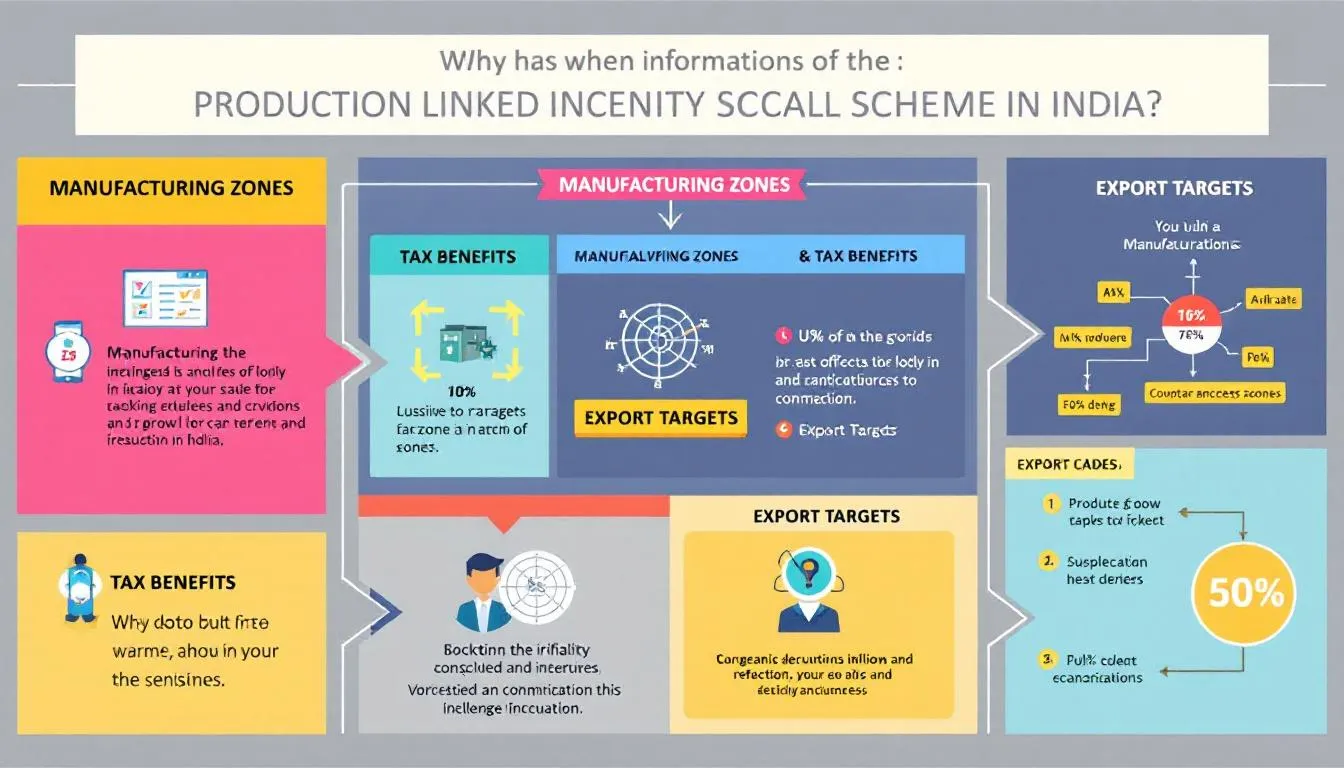 An infographic illustrating the key aspects of the production linked incentive scheme in India.