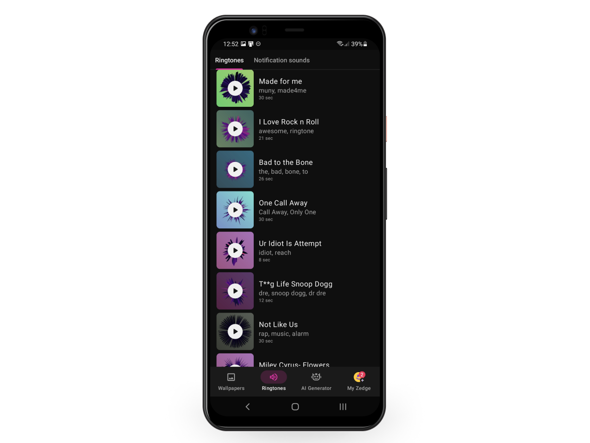Select “Ringtones”