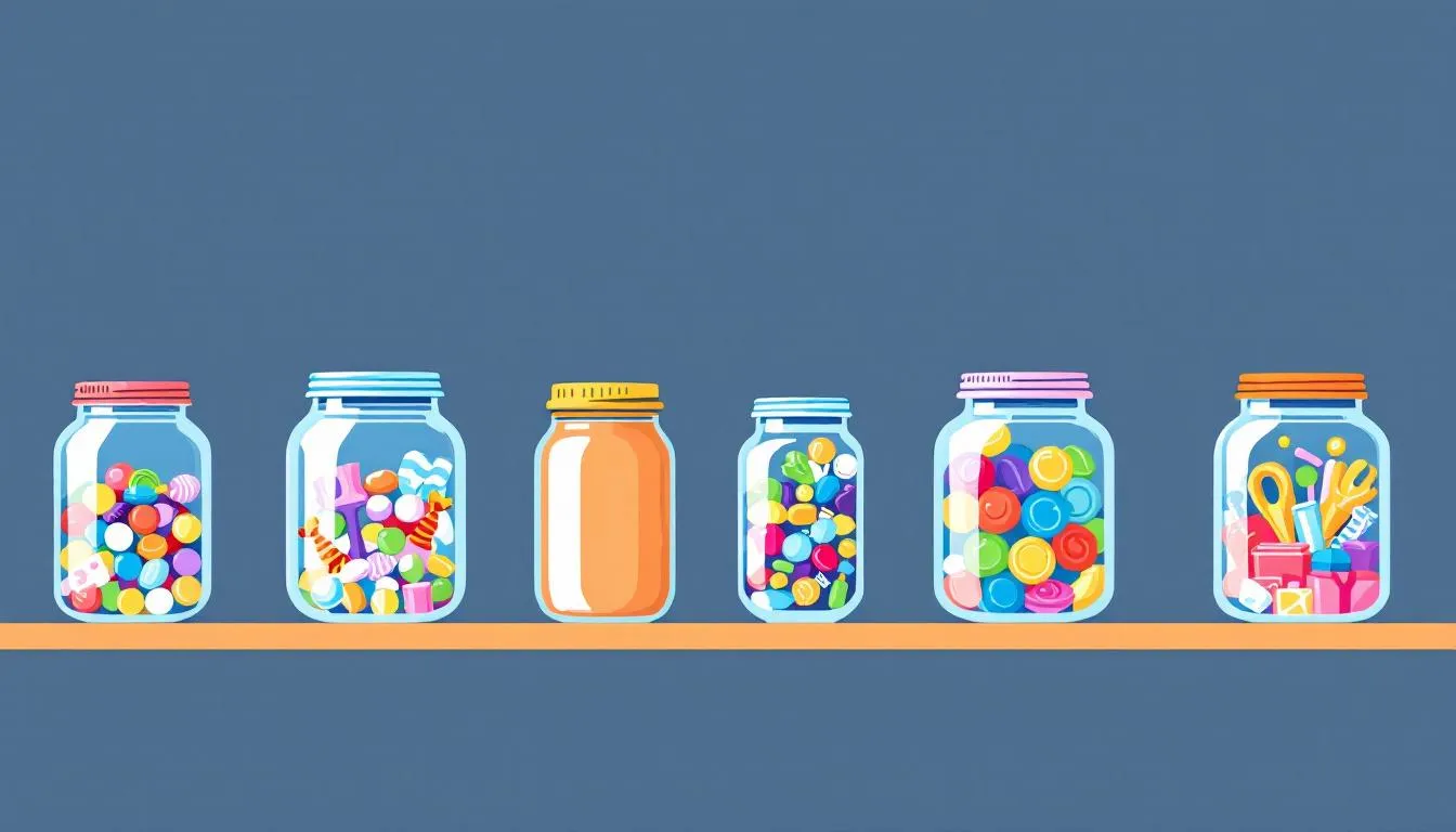 Fun and unique mason jar gifts for office parties, including colorful jars filled with treats.