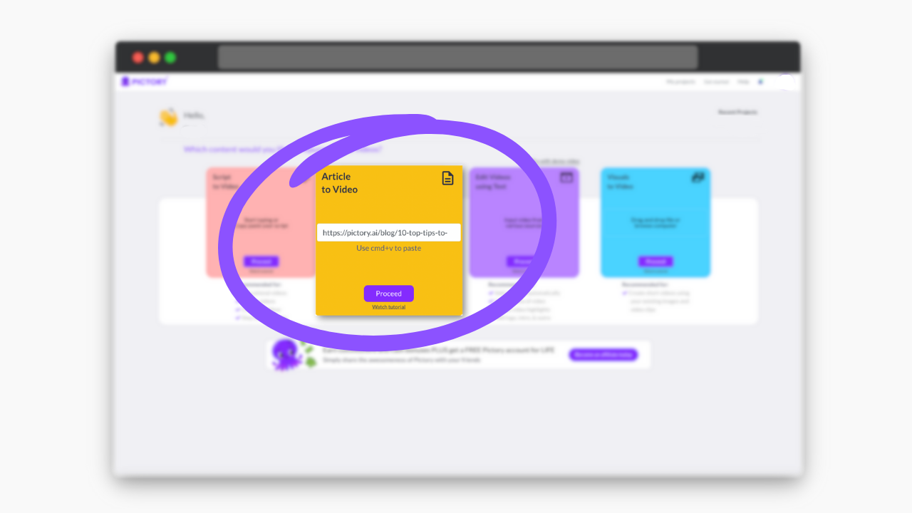 Upload the article URL into Article to Video