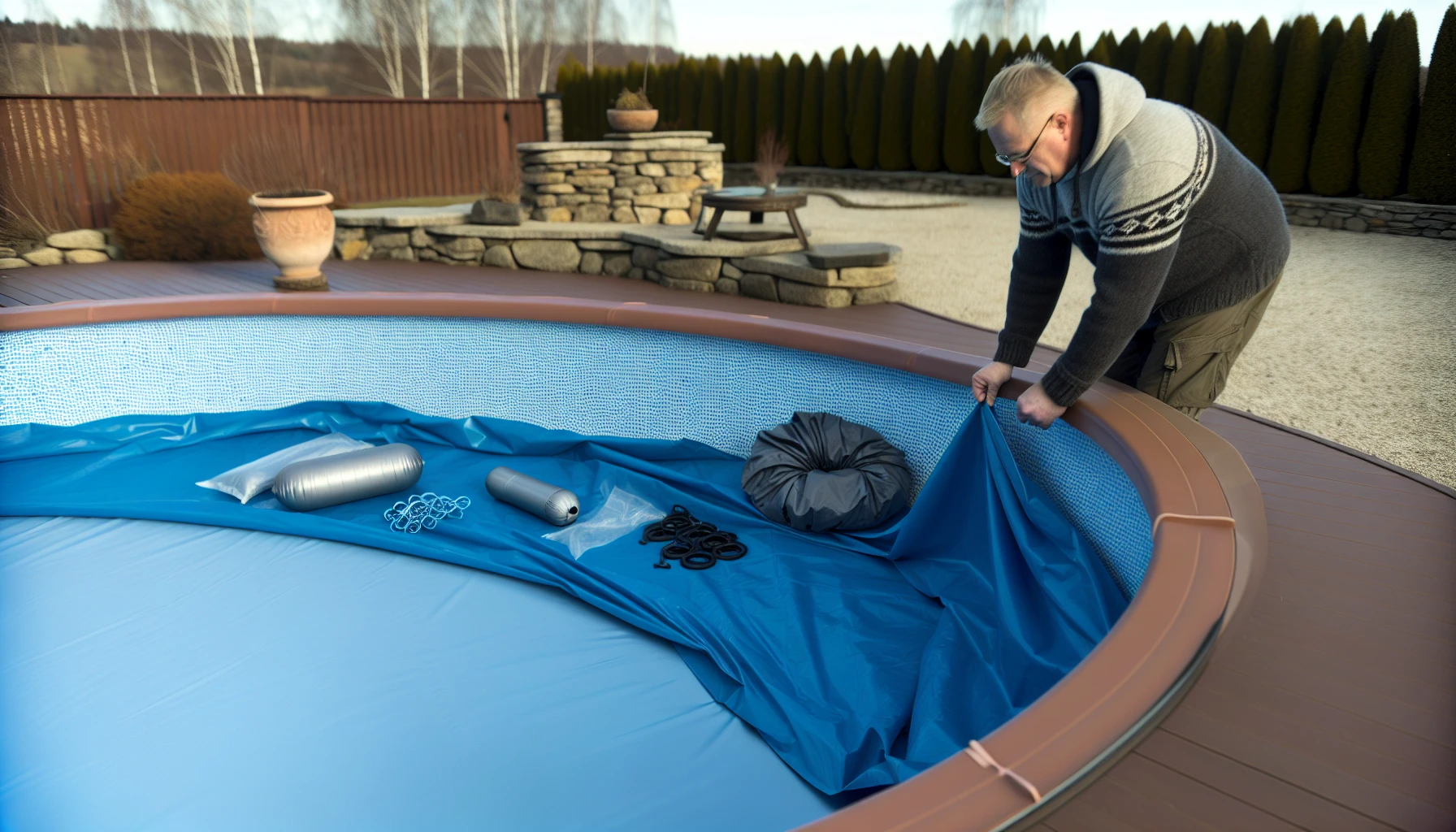 Installing Winter Pool Cover