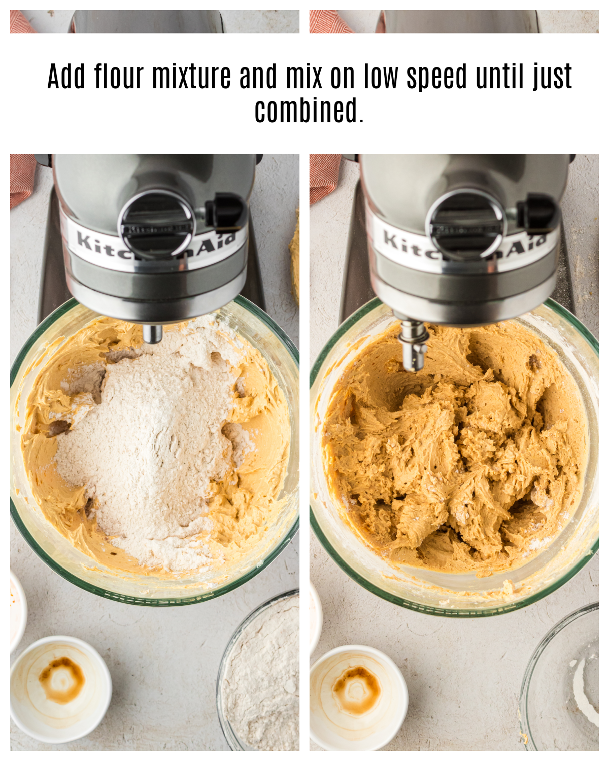 all purpose flour mixture added to cookie dough