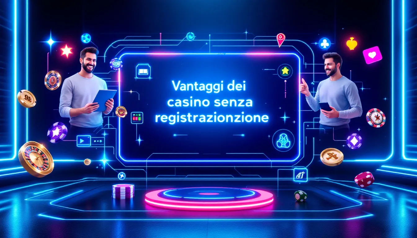 Vantaggi dei casino senza registrazione, rappresentato visivamente.