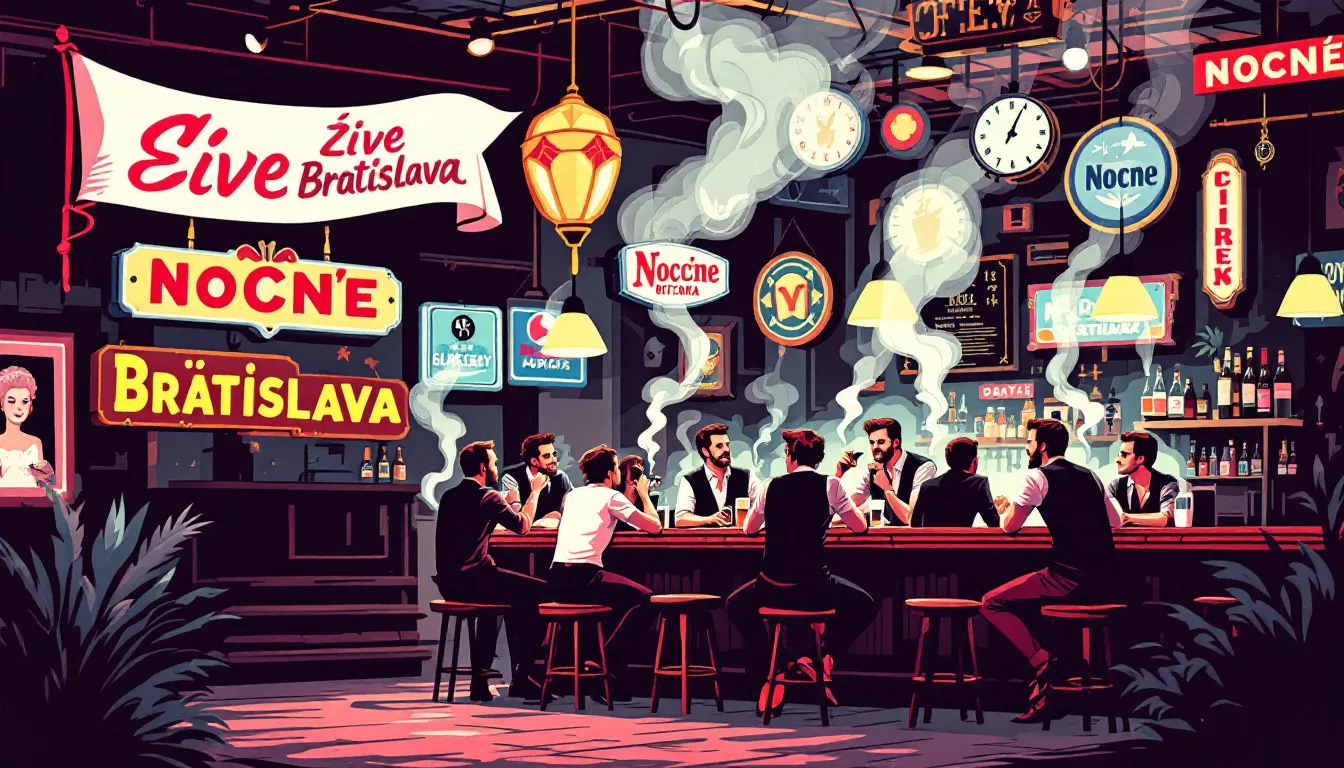 En livlig bar scene i Bratislava, der fremviser nattelivet for herrepartier.