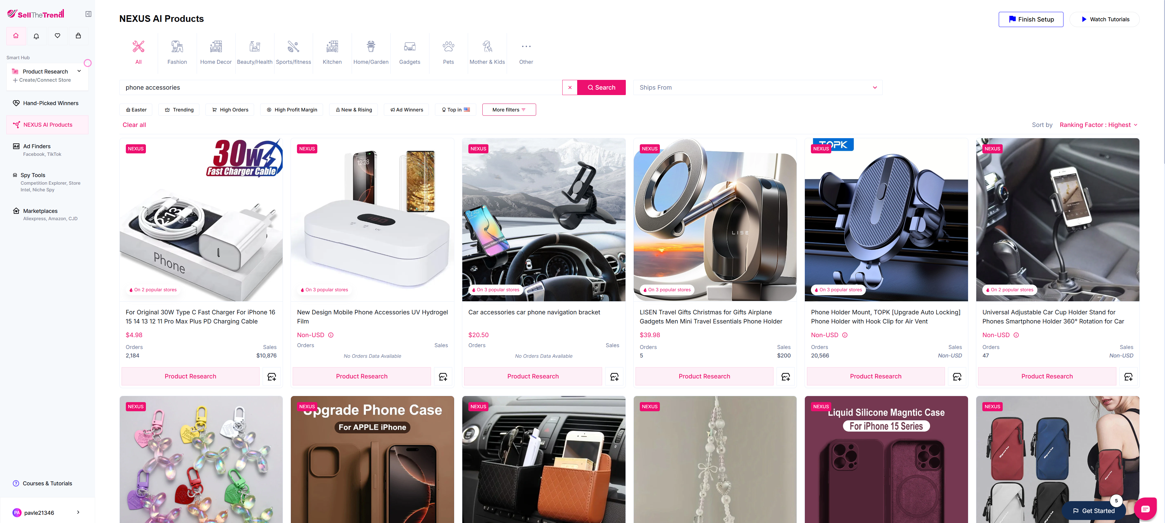 using sell the trend to find and sell phone accessories