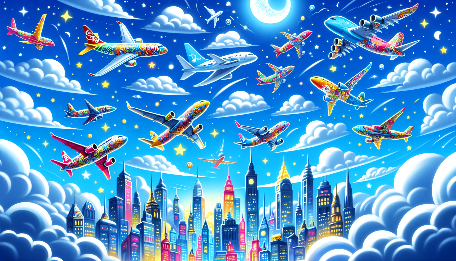 An illustration featuring popular airlines for flights from Chicago to Las Vegas.