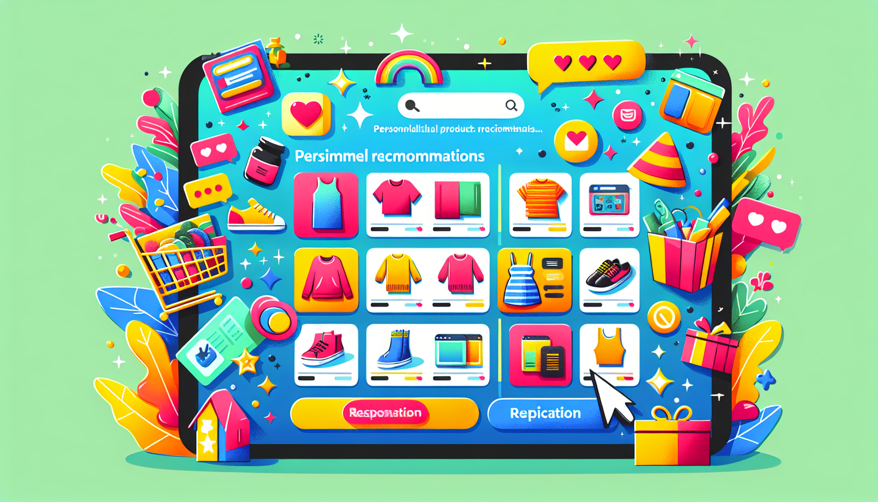 An illustration of personalized product recommendations in an online shopping environment.