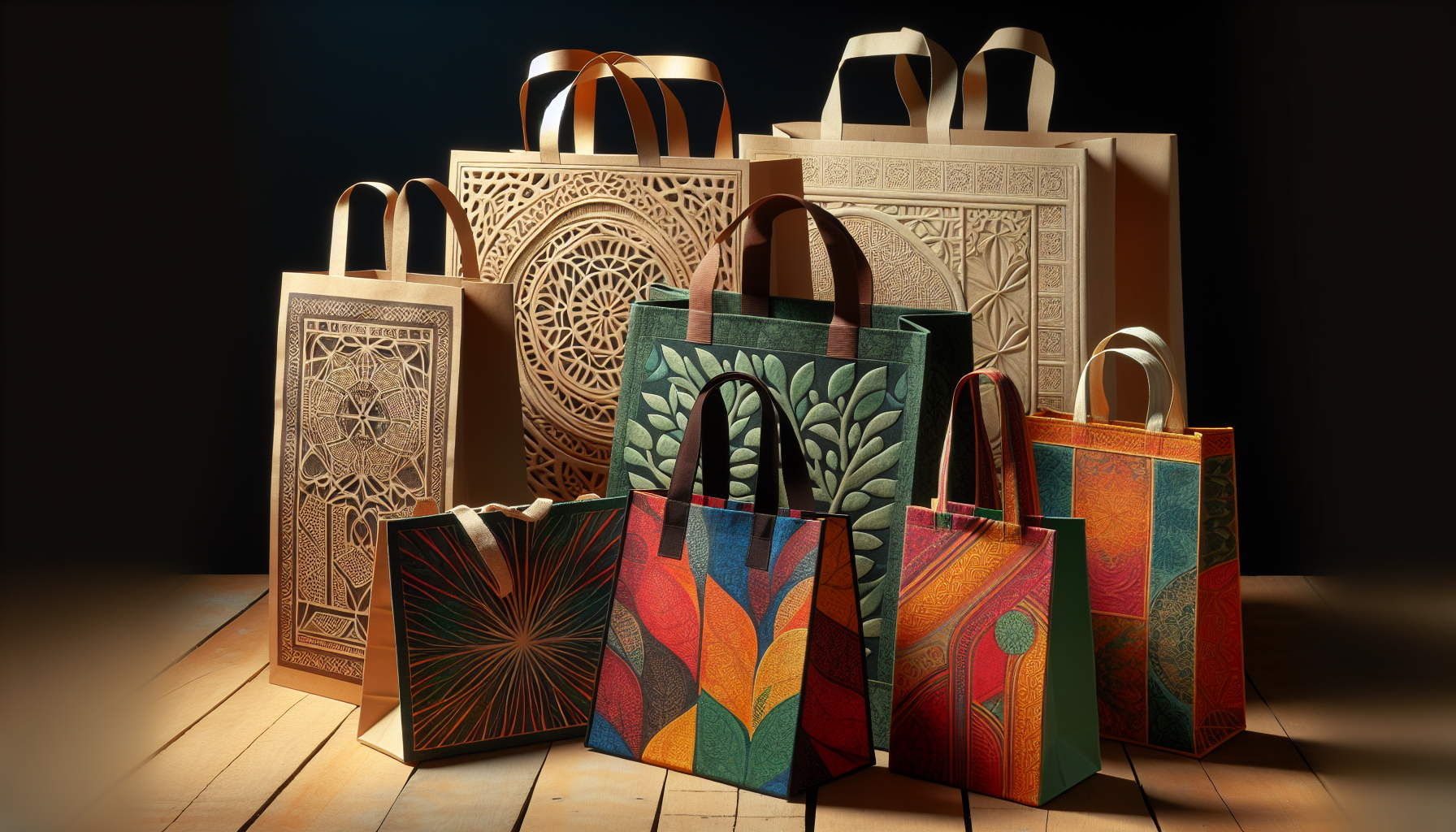 Diverse types of custom shopping bags