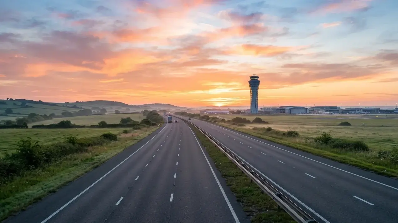 Border-zone traveler choosing a nearby departure airport for a dummy flight ticket