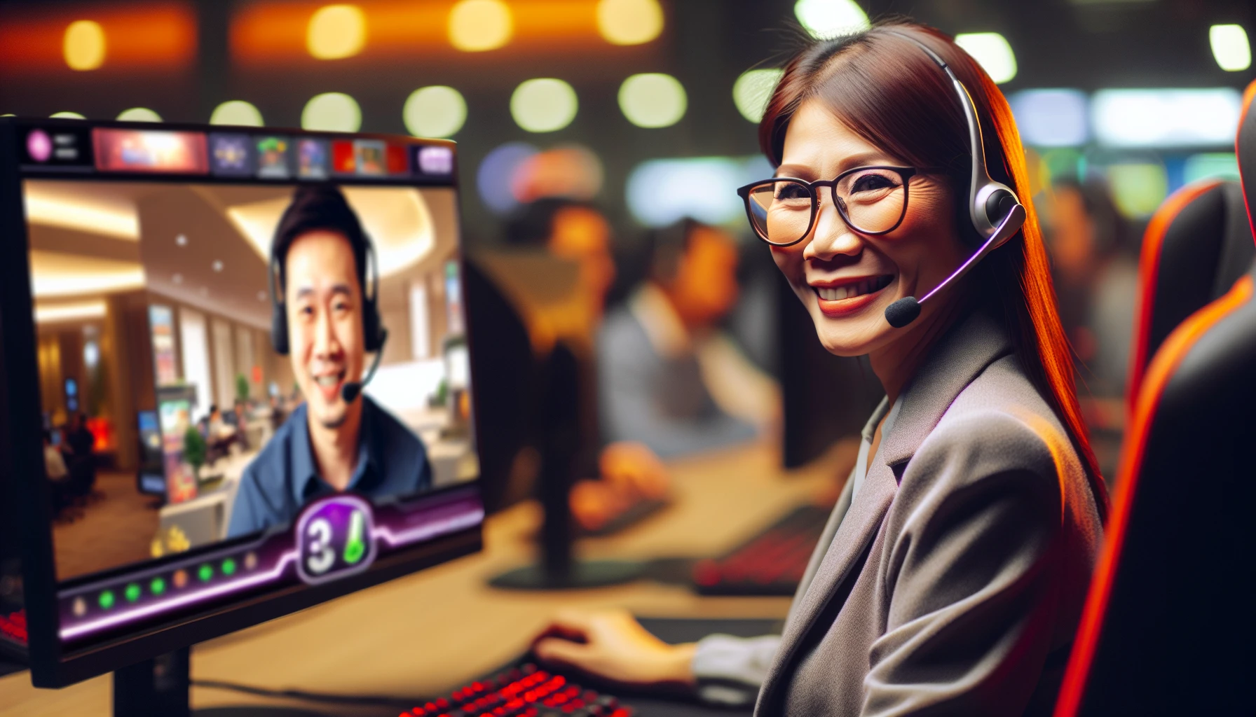 Bilde av en kundeservicemedarbeider som hjelper en spiller via live chat hos 247 Casino.