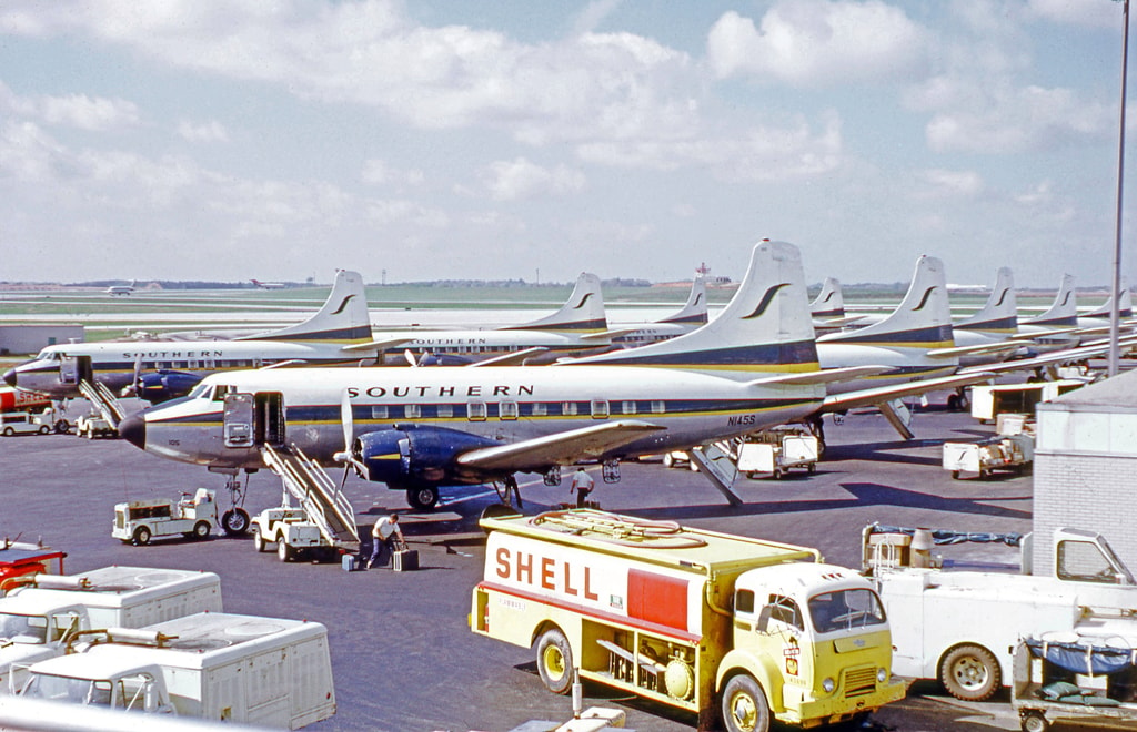 Martin 404 with passengers in the spring