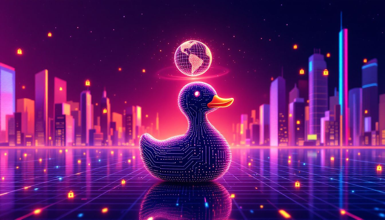 An illustration representing DuckDuckGo's privacy-focused search engine.