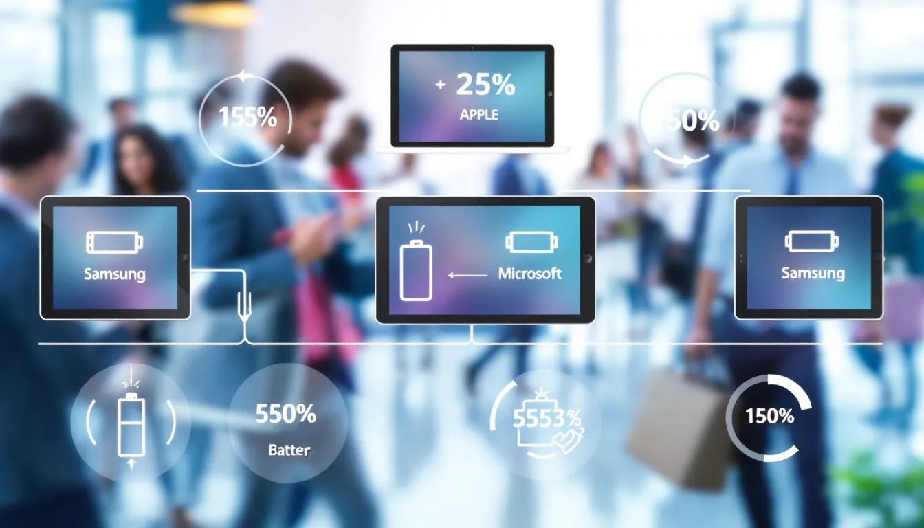 Lange Akkulaufzeiten für den Arbeitsalltag mit verschiedenen Tablets.