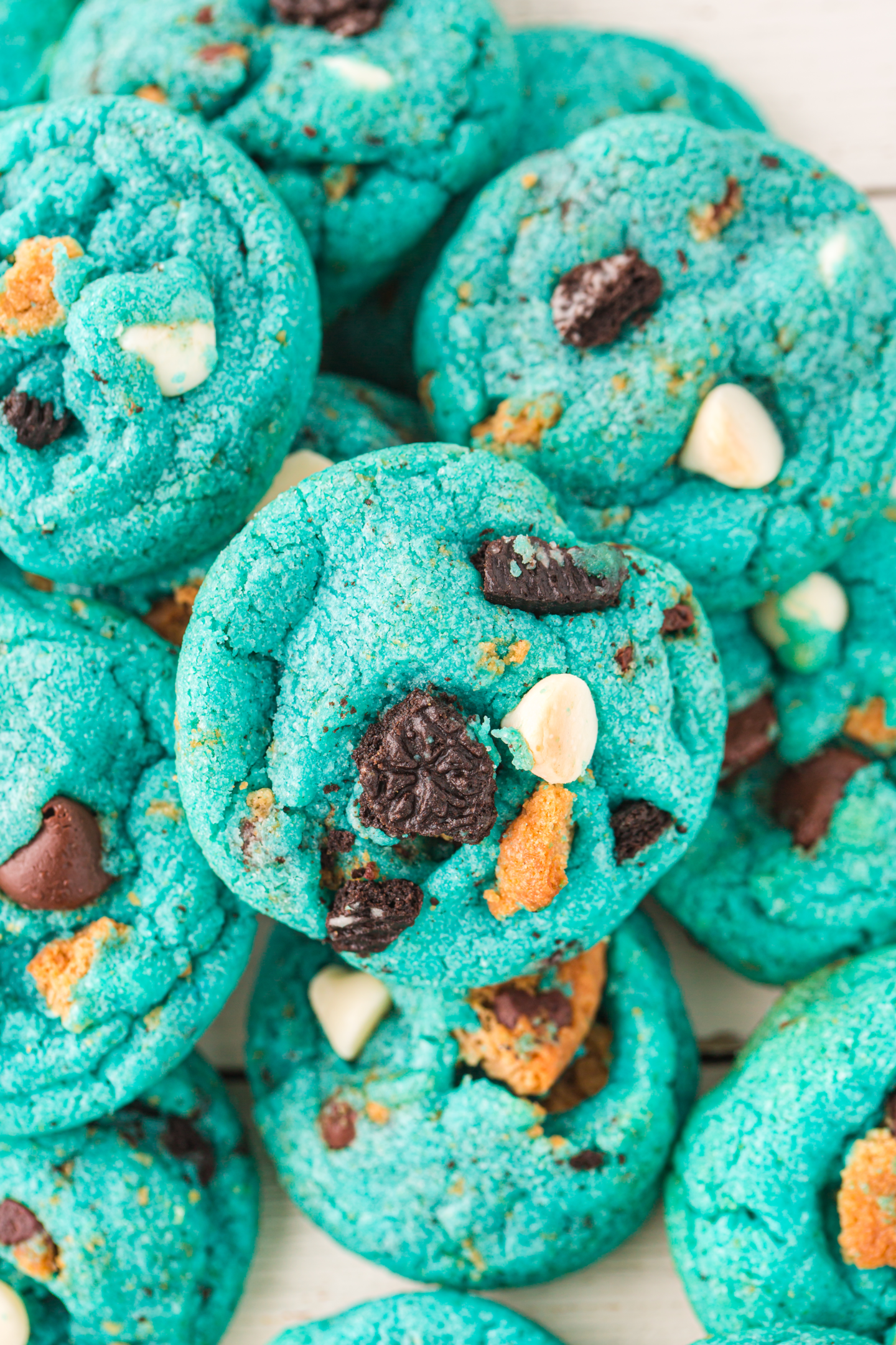 a pile of cookie monster cookies