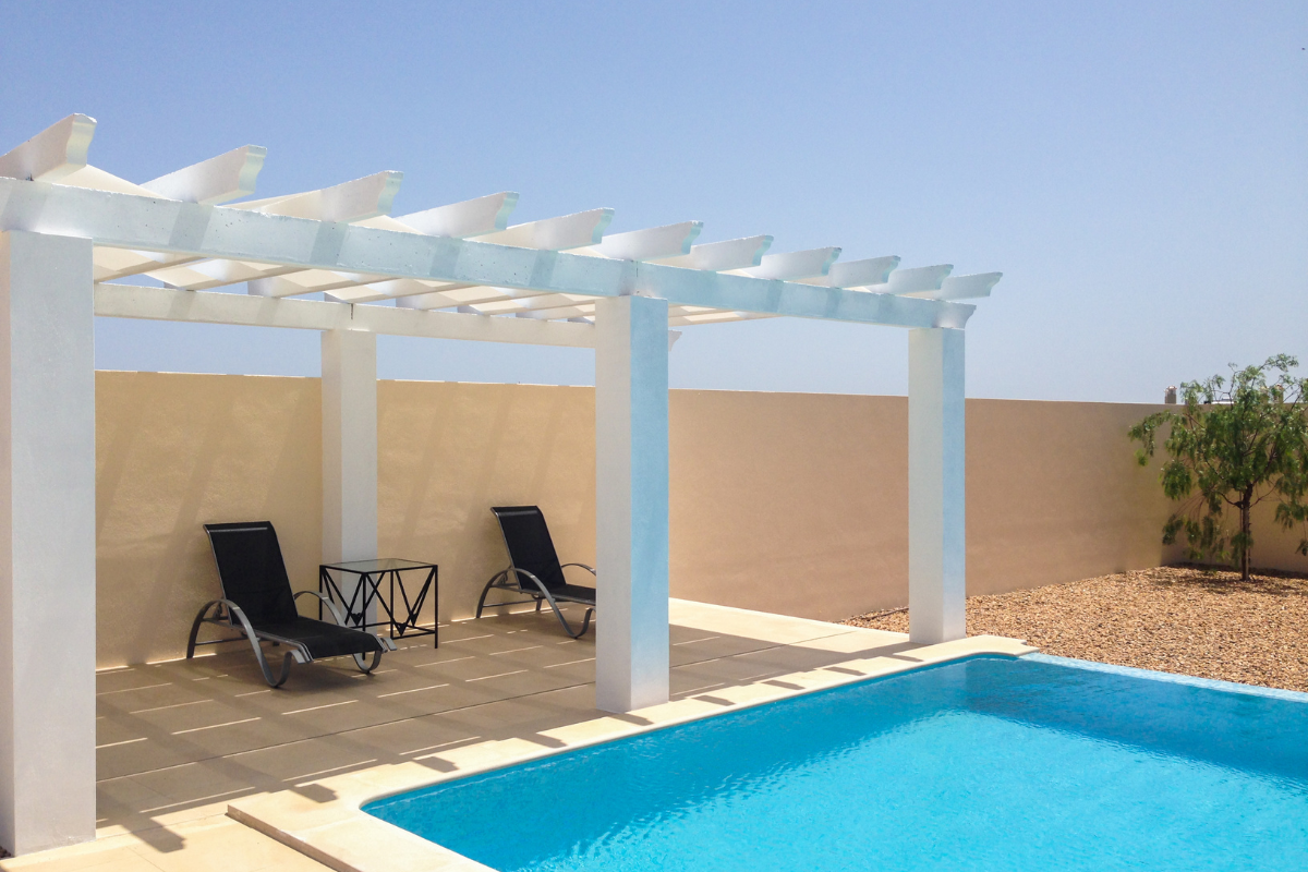 Chic shade solutions with patio umbrellas and pergolas