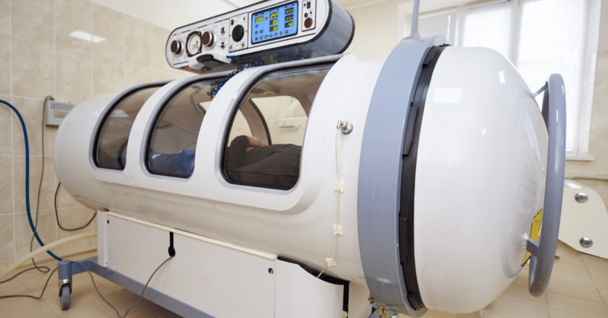 An image of a person inside Hyperbaric Oxygen Therapy hbot