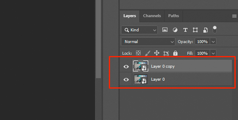 Duplicating a layer in Photoshop 