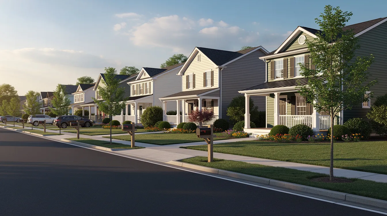 The image depicts a row of well-maintained rental houses situated along a suburban street, showcasing properties that have strong income-generating potential for real estate investors. These rental properties exemplify the importance of cash flow and debt service coverage ratio (DSCR) in assessing investment opportunities.