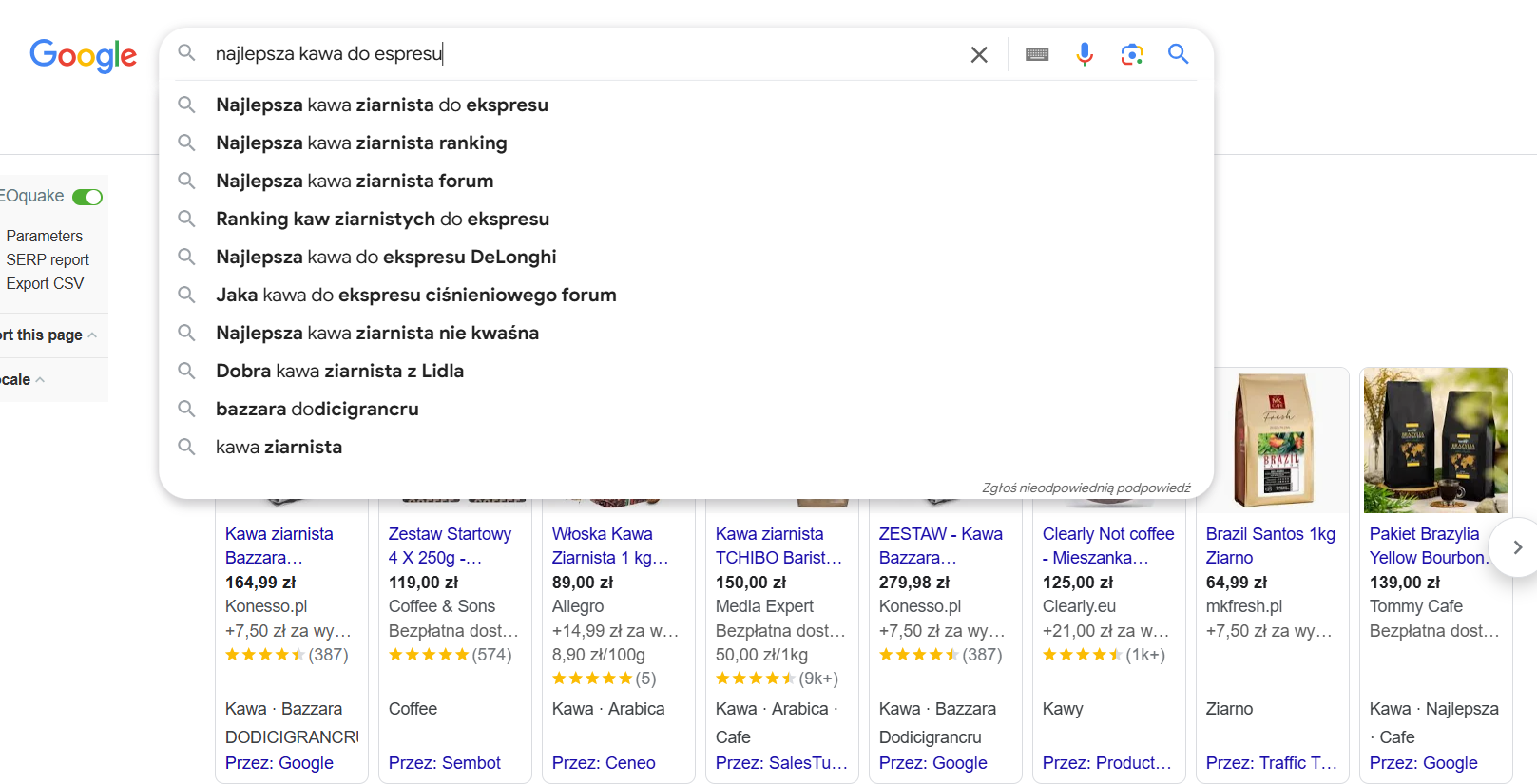 Wyszukiwanie słów kluczowych w wyszukiwarce Google: lista podpowiedzi