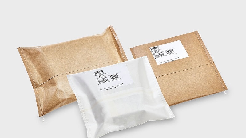 Three tamper evident bags with shipping labels