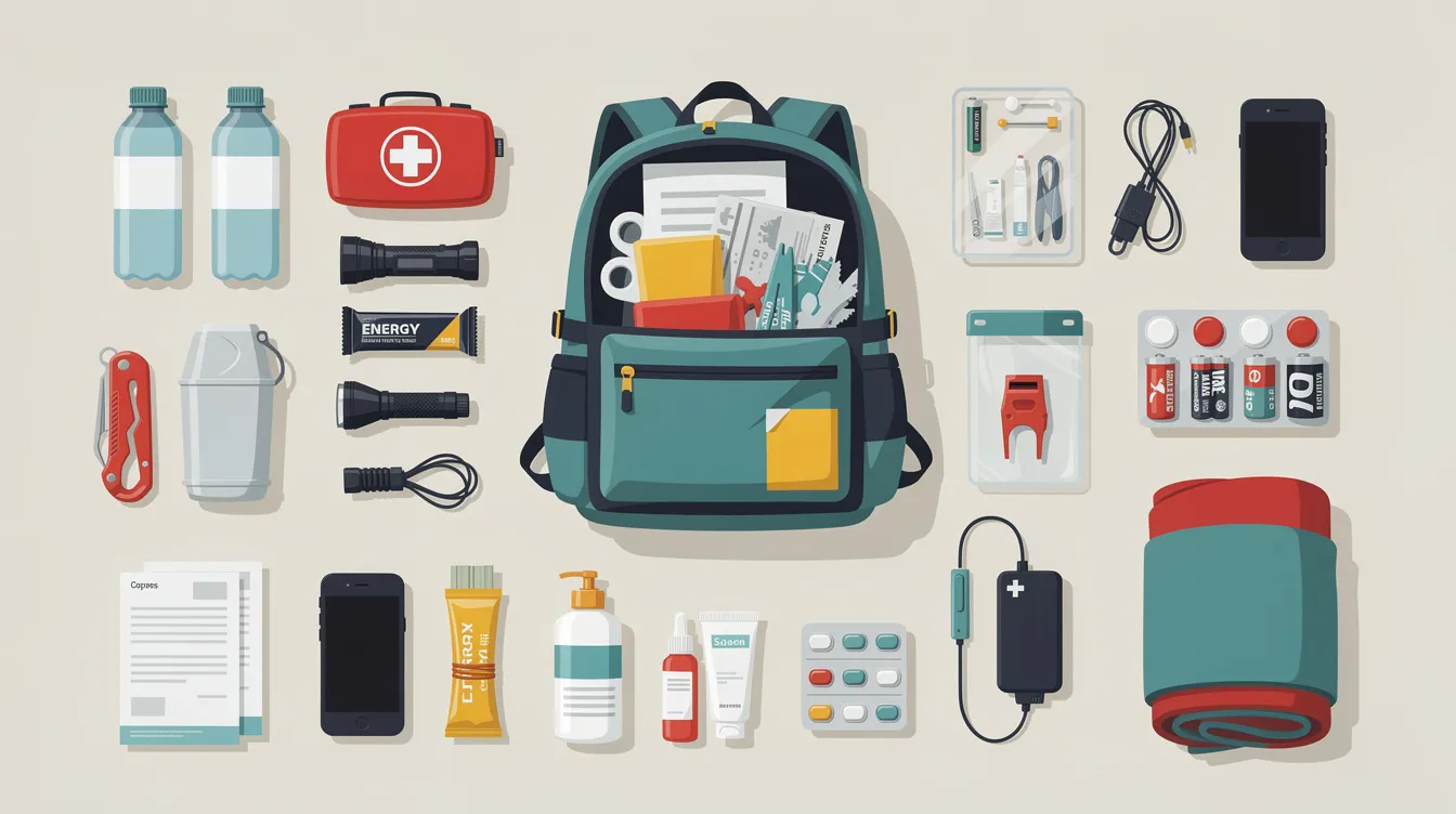 Emergency go bag for quick evacuation.