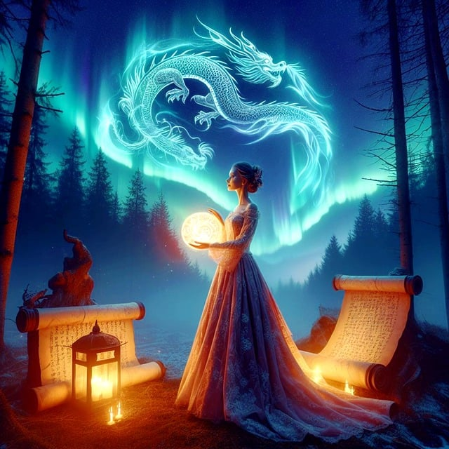 ai generated, priestess, dragon