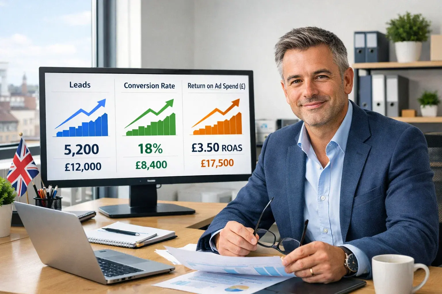 Successful PPC campaigns generating consistent leads with clear growth in £ return on ad spend