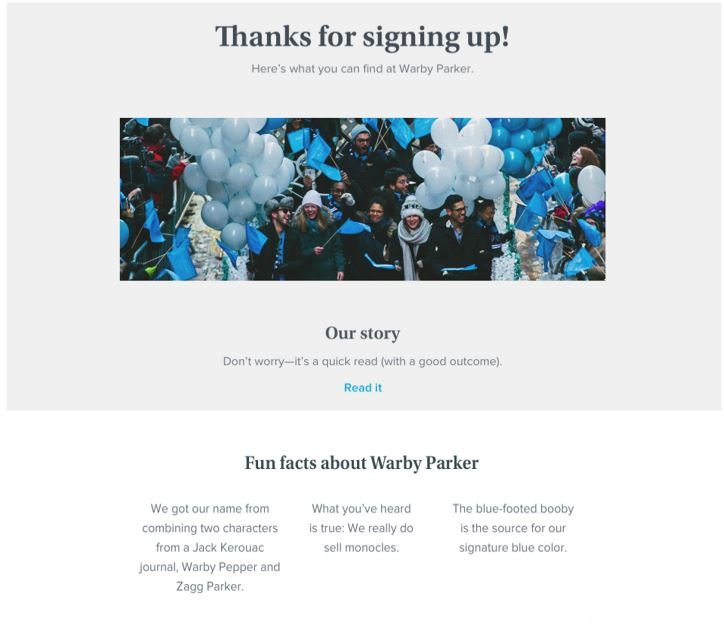Image Example Brand Story Email  - Source Warby Parker / Mailer Lite | TheBloggingBox.com
