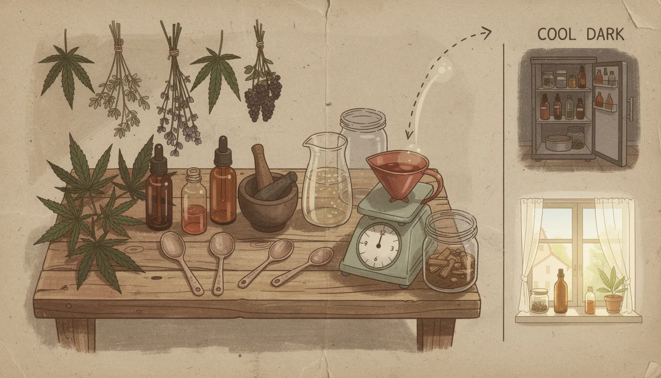 Aufbewahrung und Haltbarkeit von Cannabis-Tinkturen.