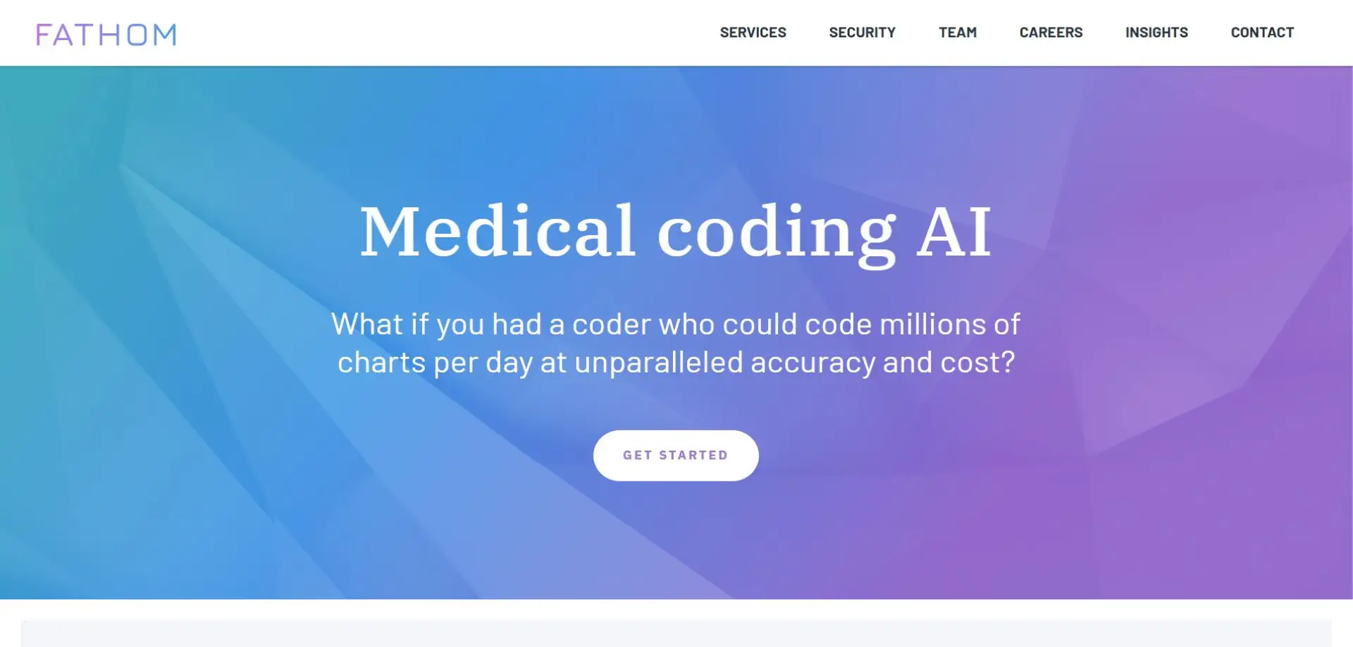 Homepage of Fathom Health website